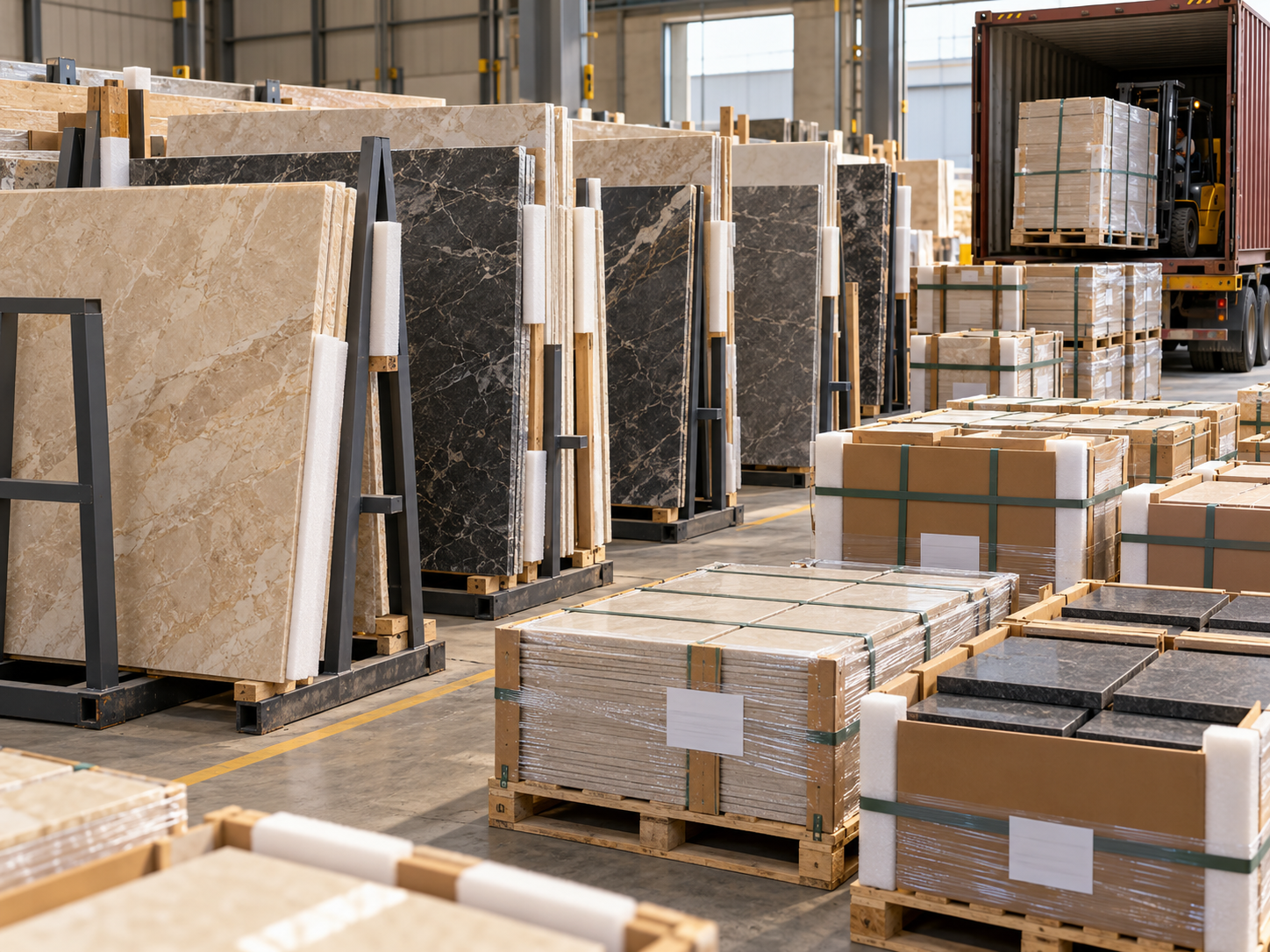 Natural stone packaging and fulfillment desk